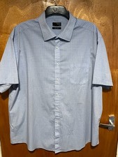 Thomas Nash Easycare Short Sleeve Shirt - Blue Check (19.5" Collar)