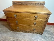 Carved oak chest - carved, of