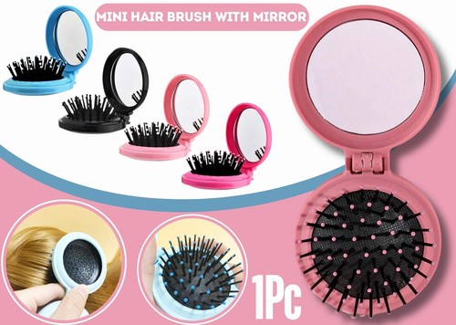 Folding hair brush - brush, mirror