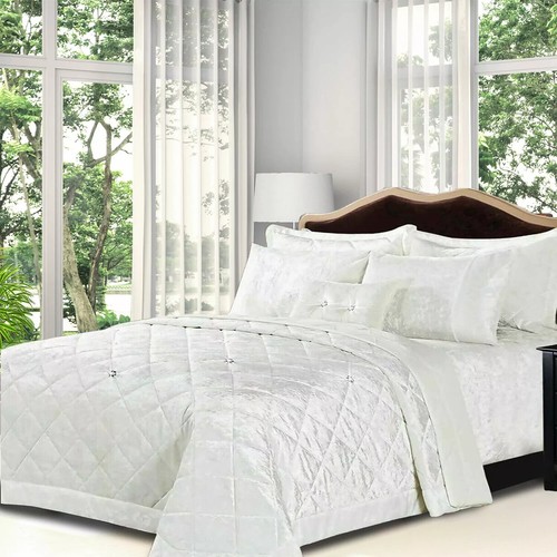 Velvet 3pc quilted bedspread - quilted,