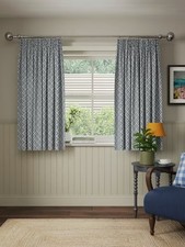 John Lewis Jaya Lined Pencil Pleat Curtains W228 x D137cm Lake Blue {Pulls} B+