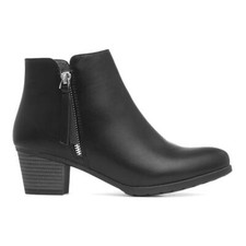 Lilley Womens Boots Black Adults Ladies Ankle Zip Block Heel SIZE