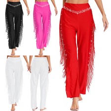 Women's Latin Dance Tassels Trouser Ballroom Salsa Cha Cha Competitions Costume