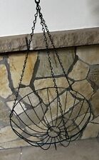 Green Wire Hanging Basket Metal Coated Round Flower Pot With 14”x7”