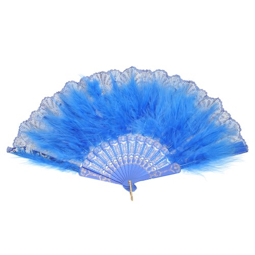 Feather hand fan dark blue - dark,