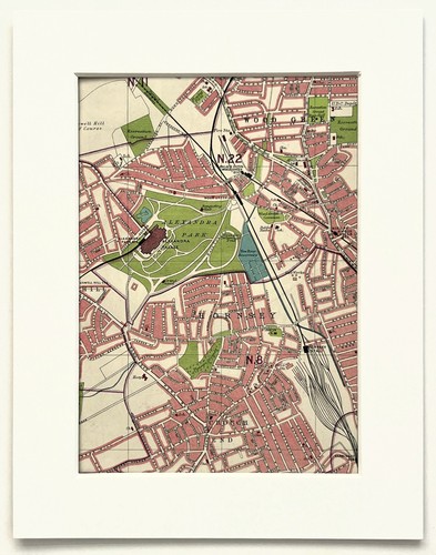 Antique 1930 london map - map,