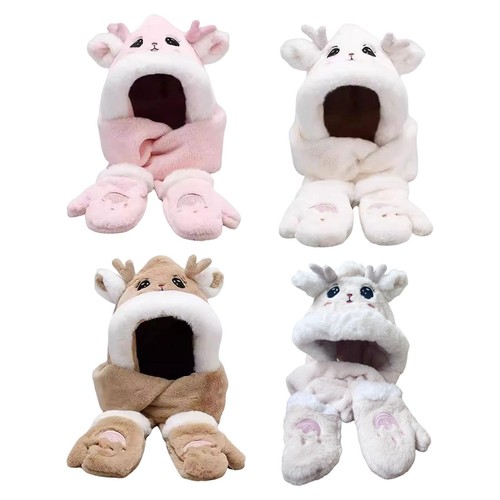 Hat gloves scarf set ear - gloves,