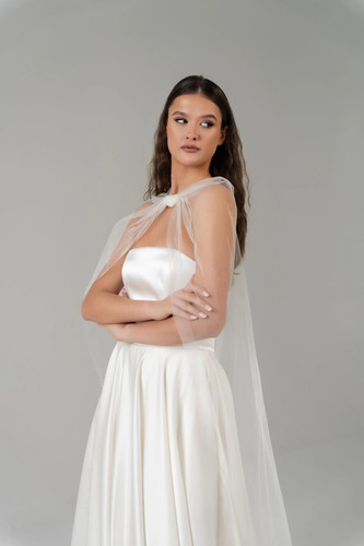 Sheer tulle wedding cape - sheer,