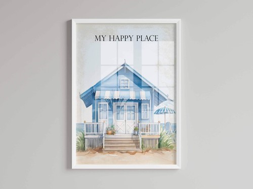 Retro beach huts - retro, picture