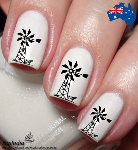 Windmill farm nail art decal - art,