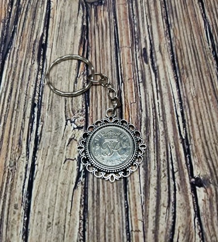 Lucky sixpence key ring - lucky,