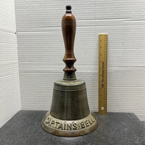 Captain brass bell wooden - brass, w/