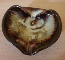 DISH Cliff Youghal studio pottery hand made dish brown green glaze Vintage 