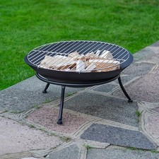 Outdoor Cast Iron Fire Pit BBQ Grill Bowl Garden Heating & Camping 45cm