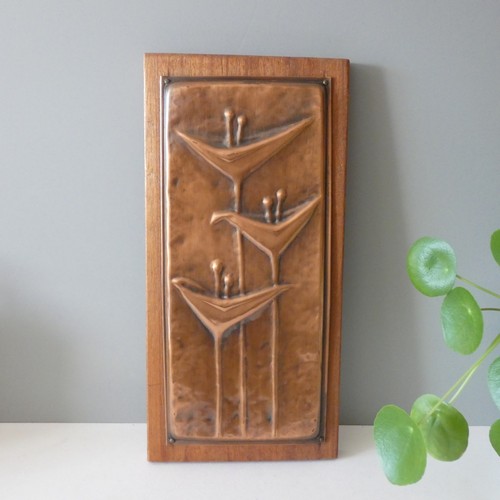 Vintage repousse copper relief - vintage,
