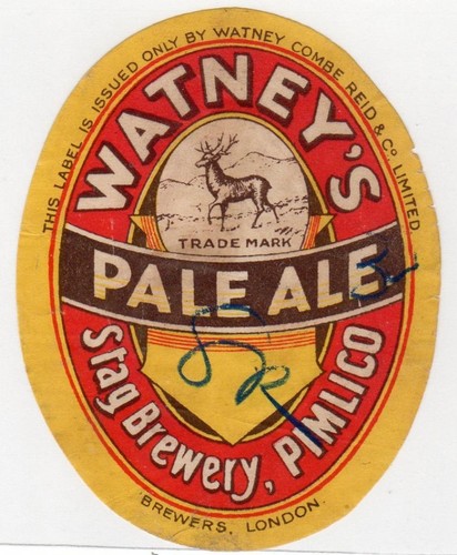 Watney pale ale beer label - ale:,