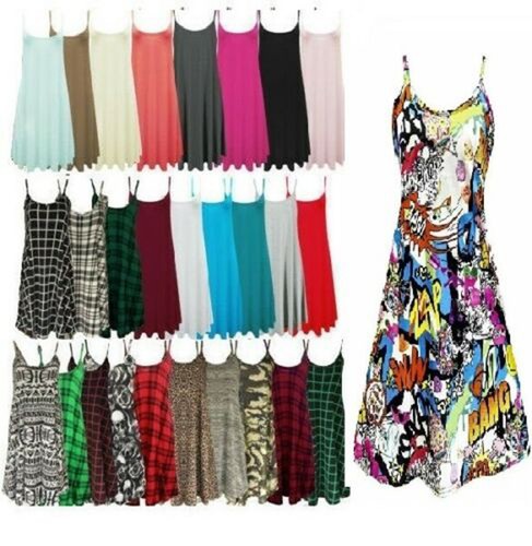Womens plain cami swing dress - womens,