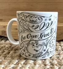 Disney Parks Large Beauty & the Beast Be Our Guest White Chalkboard Coffee Mug