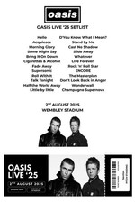 Oasis Personalised Setlist and