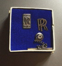 ROLLS ROYCE PRESENTATION LAPEL BADGE &TIE TACK- BOXED - 1960s UNUSED & STUNNING!