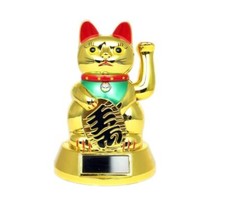 Gold lucky cat waving - lucky, solar
