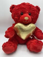 Build A Bear Red Rose Teddy With Gold Heart Embroidered Nose 2019 BAB
