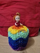 Rainbow. Retro Toilet Roll Cover Doll Hand Knitted # 461. Gift Bagged