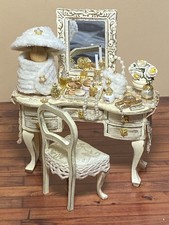 🌼 Dolls House 1/12 Scale Furniture Ladies Dressing Table Chair & Accessories 🌼