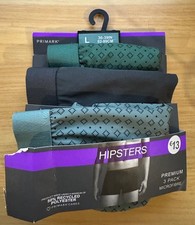 Primark Mens Hipsters Underwear | Premium 3 Pack | Microfibre | Large | Green