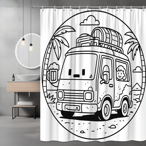 Van life shower curtain - van,