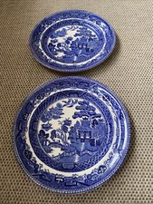 Vintage Wedgwood Willow Pattern 2 X Side Plate Blue & White England Decorative