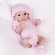 10in Reborn Newborn Baby Dolls Lifelike Mini Girl Doll Full Body Vinyl Silicone