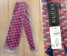 GUCCI Red silk men's tie with