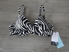 BNWT - M&S MARKS & SPENCER BLACK MIX PLUNGE STYLE BIKINI TOP UK SIZE 34C