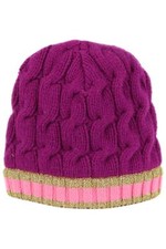 GUCCI STRIPED CABLE KNIT WOOL BLEND BEANIE SMALL