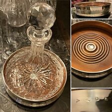 J A Campbell 1996 STERLING SILVER 8” SHIPS COASTER + WATERFORD COLLEEN DECANTER