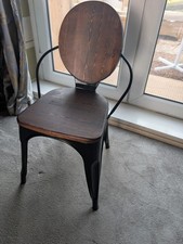 A Pair Of tolix Style Dining Chairs Metal With Wooden Seat And Back Rest.