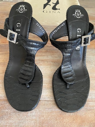 Gina thong slide black leather - thong,