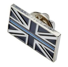 Thin Blue Line Union Jack UK GB Pin Lapel Badge Police Officer