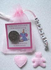 PERSONALISED LUCKY FIRST SIXPENCE 1st BIRTHDAY GIRL GOOD LUCK CHARM ELEPHANT   .