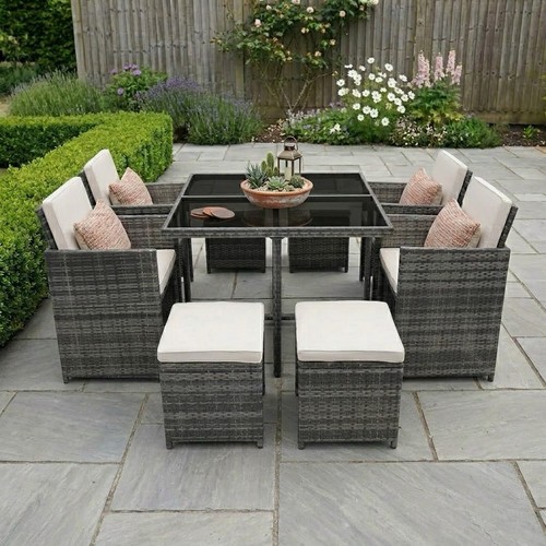 Rattan garden dining set - dining, 8