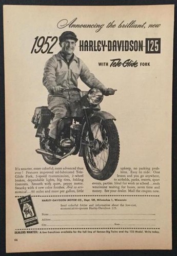 1952 harley davidson 125 - harley,