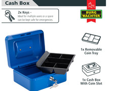 Burg Wächter MONEY 5012 Cash Box Coin Slot 2 Keys Blue 145x80x110mm