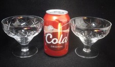 Pair of Vintage Stuart Crystal GLENGARRY CAMBRIDGE Sundae Dishes 3.5"h (signed)