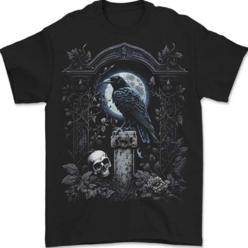 Gothic skull and crow with - crow,