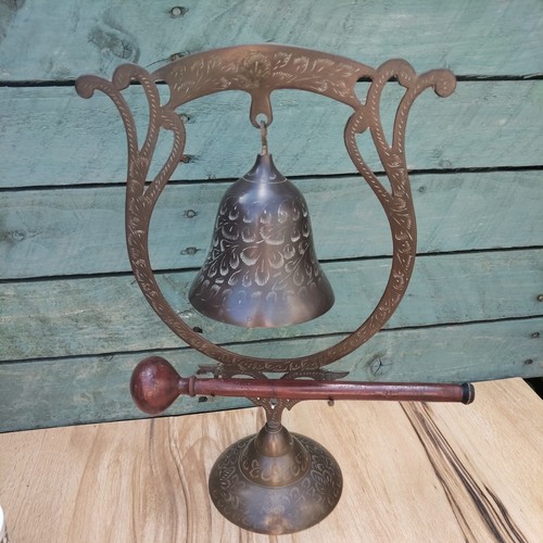 Brass bell etched temple - brass,