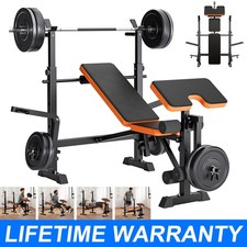 600lbs Weight Bench Adjustable Bench Press Set with Squat Rack Olympic Workout
