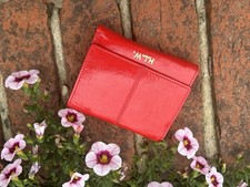 Shiny Red Leather Card Wallet & Coin Purse Personalised with Initials HLW