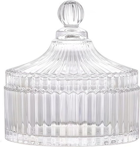 Ribbed glass candy - jar, with