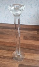 Clear Crystal glass column pillar candlestick holder 35cm